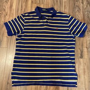 Polo by Ralph Lauren Men's Navy and Yellow Striped Polo